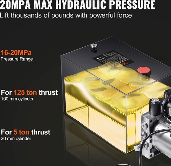 Pompe électro-hydraulique 12V 800W - Pour Remorque Basculante, Levage Voiture, Camion - Groupe Hydraulique Professionnel