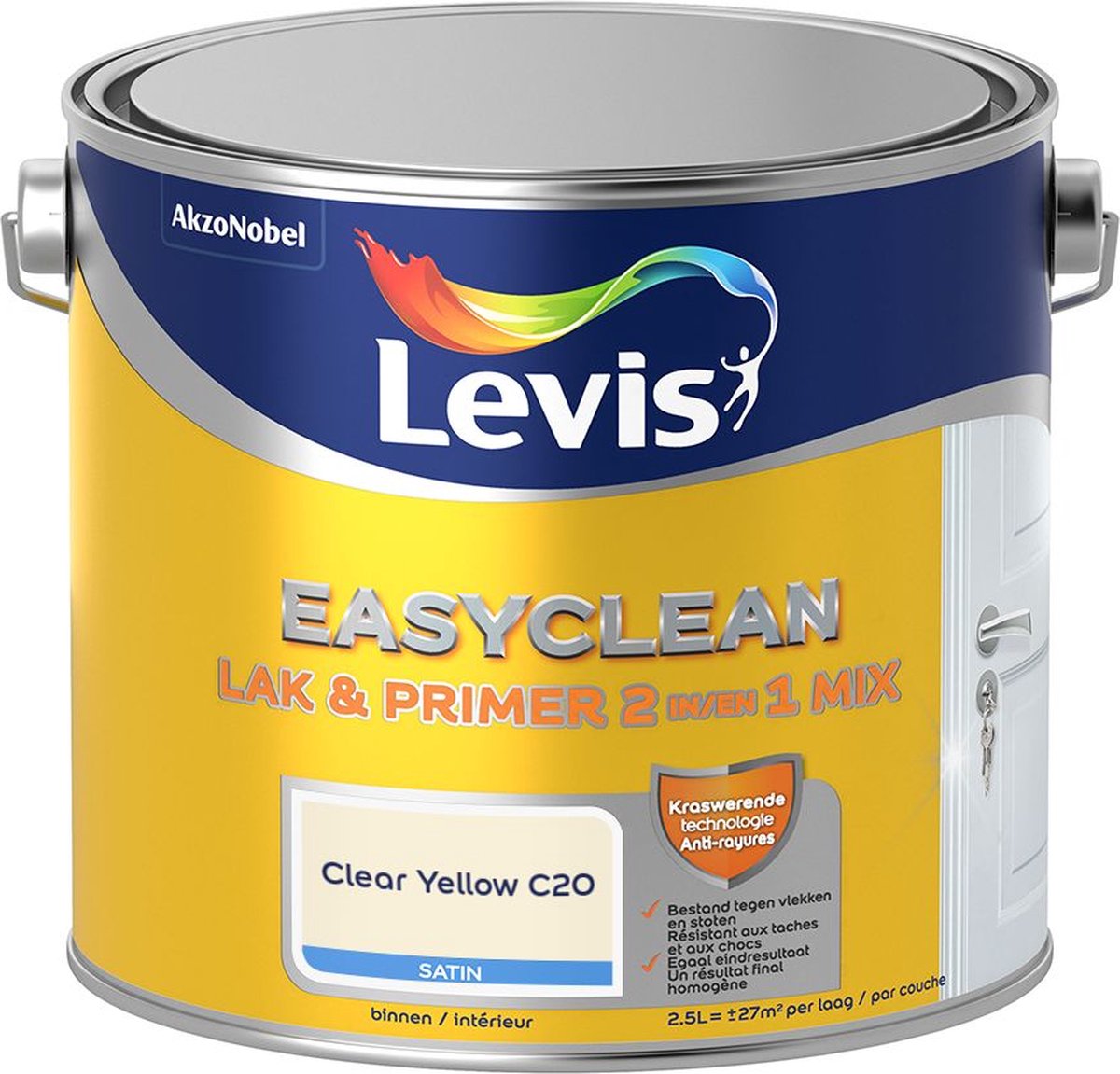 Levis - Easyclean Lak & Primer 2-In-1 Mix - Clear Yellow C20 - Mengverf - 2,5 L