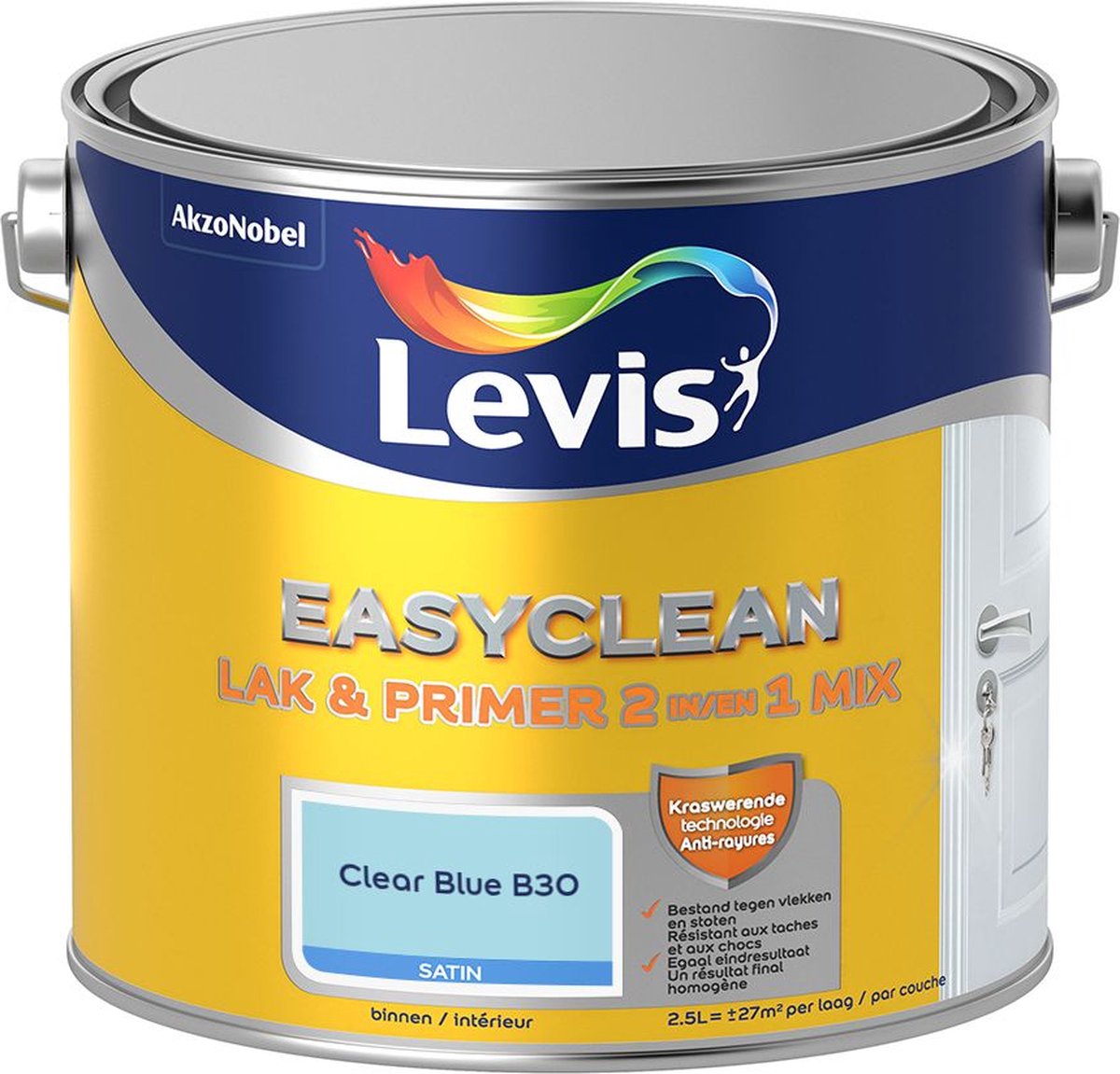 Levis - Easyclean Lak & Primer 2-In-1 Mix - Clear Blue B30 - Mengverf - 2,5 L