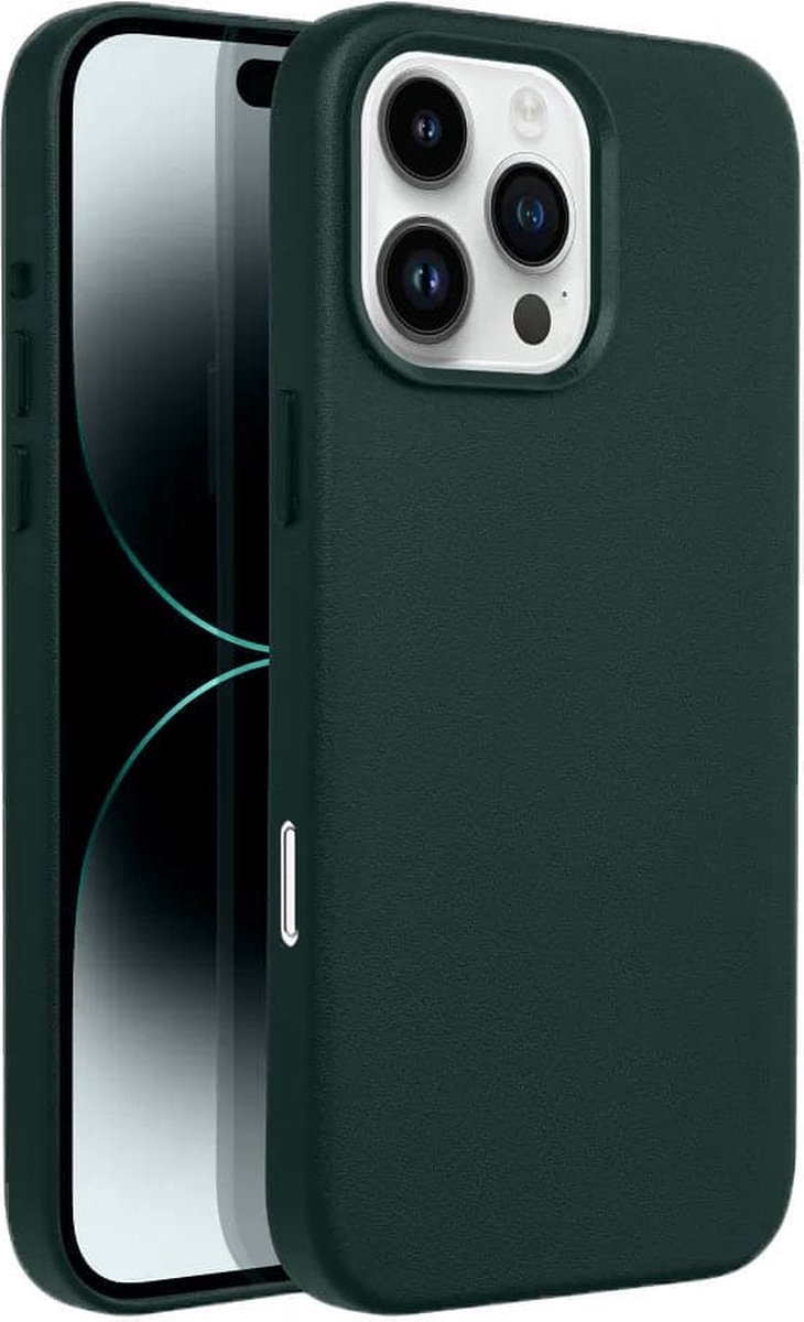 Casify Leren Hoesje geschikt voor MagSafe iPhone 16 Pro Max Hoesje - Bosgroen