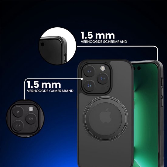 Casify adapté à iPhone 13 Pro Max MagSafe Case avec béquille réglable à 360° - Zwart Mat
