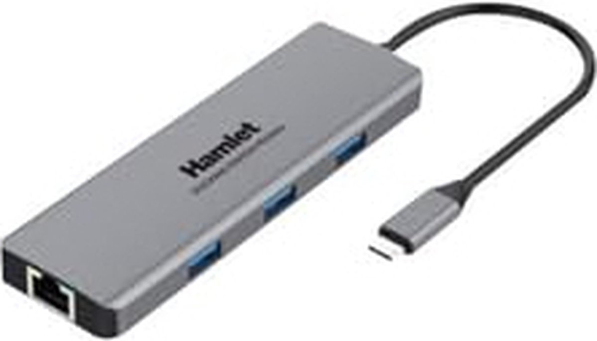 Hamlet HDKC-PD200U laptop dock & poortreplicator Bedraad USB 3.2 Gen 1 (3.1 Gen 1) Type-C Grijs