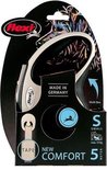 Emballage de la laisse Flexi Comfort S pour chien, couleur noir et gris, avec sangle de 5 mètres.