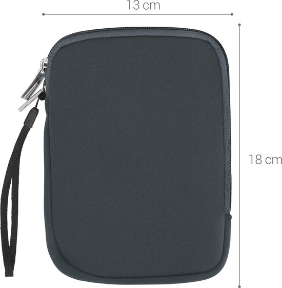 kwmobile Beschermhoes voor eReader - Neopreen Tas Cover Beschermhoes Grijs - 17 x 12 x 2 cm binnenafmetingen van Merkloos — afbeelding 5
