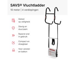 SAVS ESC-1000 Vluchtladder 10 meter - 4 verdiepingen - Brandtrap - Noodladder - Vluchttouw - Brandtrapladder oprolbaar - Vluchttrap