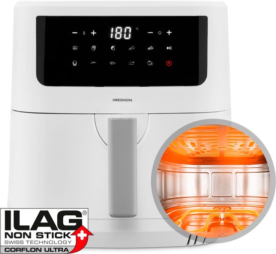 MEDION P10 XL Airfryer 6,8L Wit met 9 Programma's - MEDION - €42,95