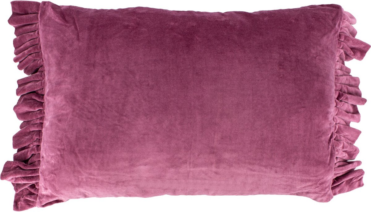 HomeBound by KY | Kussen fringe velours paars | sierkussen paars