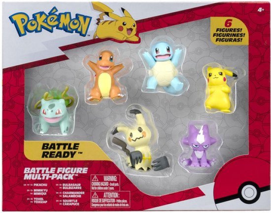 Pokémon Battle Figure 6-Pack 5 cm Pikachu #2, Squirtle, Charmander, Bulbasaur, Sirfetch'd, Toxel