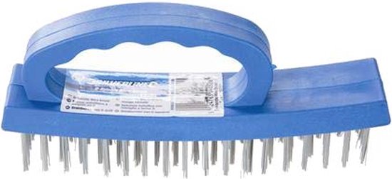 Silverline Staalborstel met D-handvat - gebogen patroon - 4 rijen - 165 mm - plastic frame