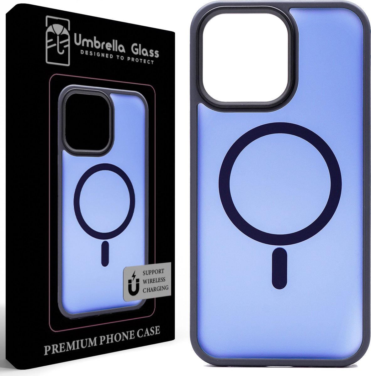 Umbrella Glass - Blue Mysterie Magnetic Shield hoesje - Geschikt voor iPhone 13 - 14