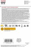 Verpakking van SanDisk microSDXC kaart voor Nintendo Switch, met specificaties en logo's.