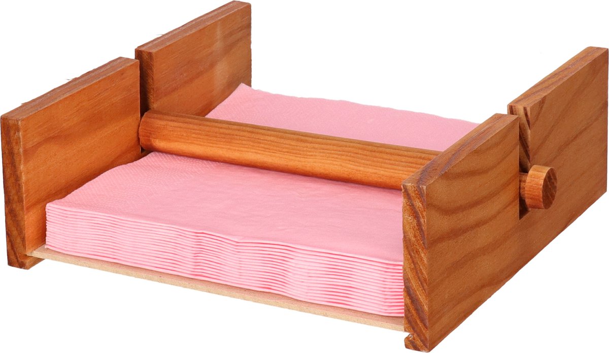 Casa Menaje Servettenhouder - Vierkant - hout- lichtbruin - 21 x 19 x 7 cm