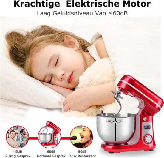 Deegmachine - Keukenmixer 6 Liter - Kneedmachine Keukenmachine 4KG RVS - Deegmixer — afbeelding 4