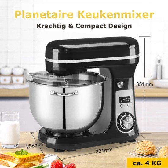 Deegmachine - Keukenmixer 6 Liter - Kneedmachine Keukenmachine 4KG RVS - Deegmixer — afbeelding 2