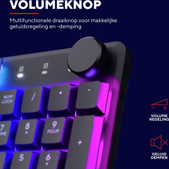 Trust GXT 868 Torix - Clavier gaming mécanique sans fil - Full RGB - Interrupteurs White - Qwerty US - Zwart