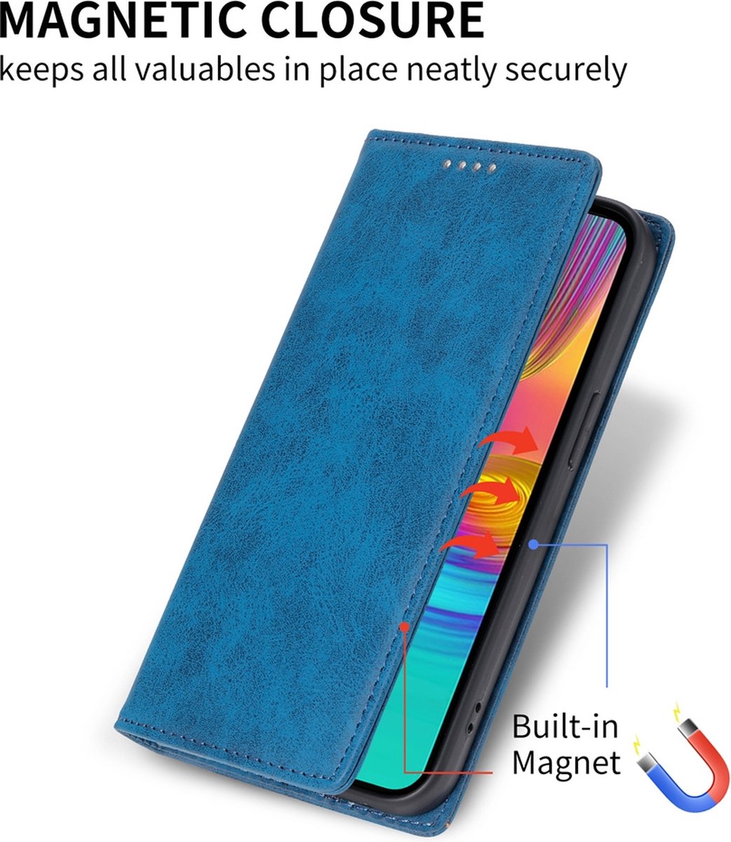 Mobigear Telefoonhoesje geschikt voor Samsung Galaxy A16 Hoesje | Mobigear Wallet Bookcase Portemonnee | Pasjeshouder voor 1 Pasje | Telefoonhoesje voor Pinpas / OV Kaart / Rijbewijs - Blauw