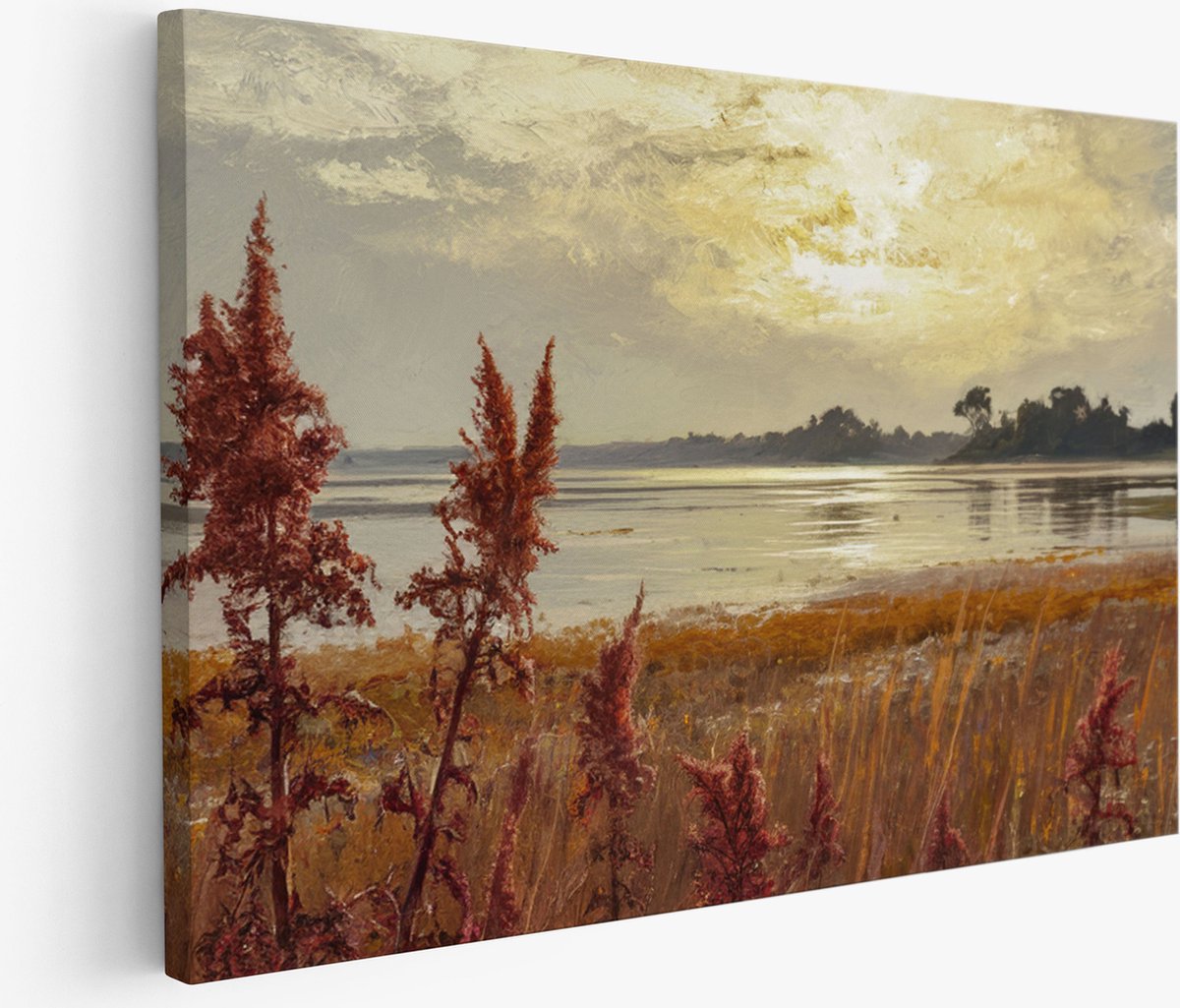 Saammp Muurcirkel Hout - Landschap - Blauw - Abstract kunstwerk - Ø 90 - Wandcirkel - Wanddecoratie Cirkel - Muurdecoratie Woonkamer - Slaapkamer decoratie - Rond Schilderij