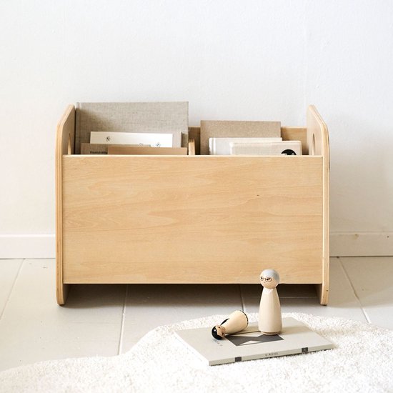Petite Amélie Houten Speelgoedkist Naturel - Opbergbox volgens Montessori-Principes - Opbergkist met twee Vakken - Open Laag Ontwerp voor Zelfstandig Opruimen - Stevige Handgrepen - Stimuleert Zelfstandigheid - Ellipse Collectie