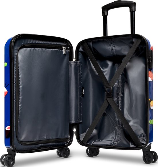 BHPPY Handbagage koffer 53x35x20cm - Handbagage trolley 33L - Veilig Cijferslot - Roll'ing Sushi