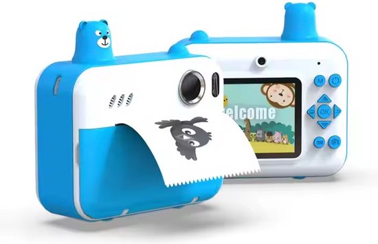 Appareil Photo Instantané Enfant Cadeau Jouet Fille Garçon 3-12 Ans, AWANFI Caméra Numérique Vidéo 1080P Carte 32GB avec 3 Rouleaux de Papier et Impression APP Bluetooth
