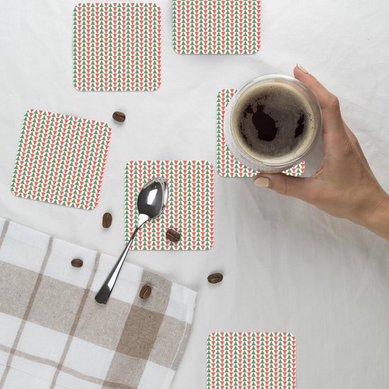 Sous-verres pour verres - Noël - Motifs - Driehoek - 10x10 cm - Sous-verres en verre - 6 pièces