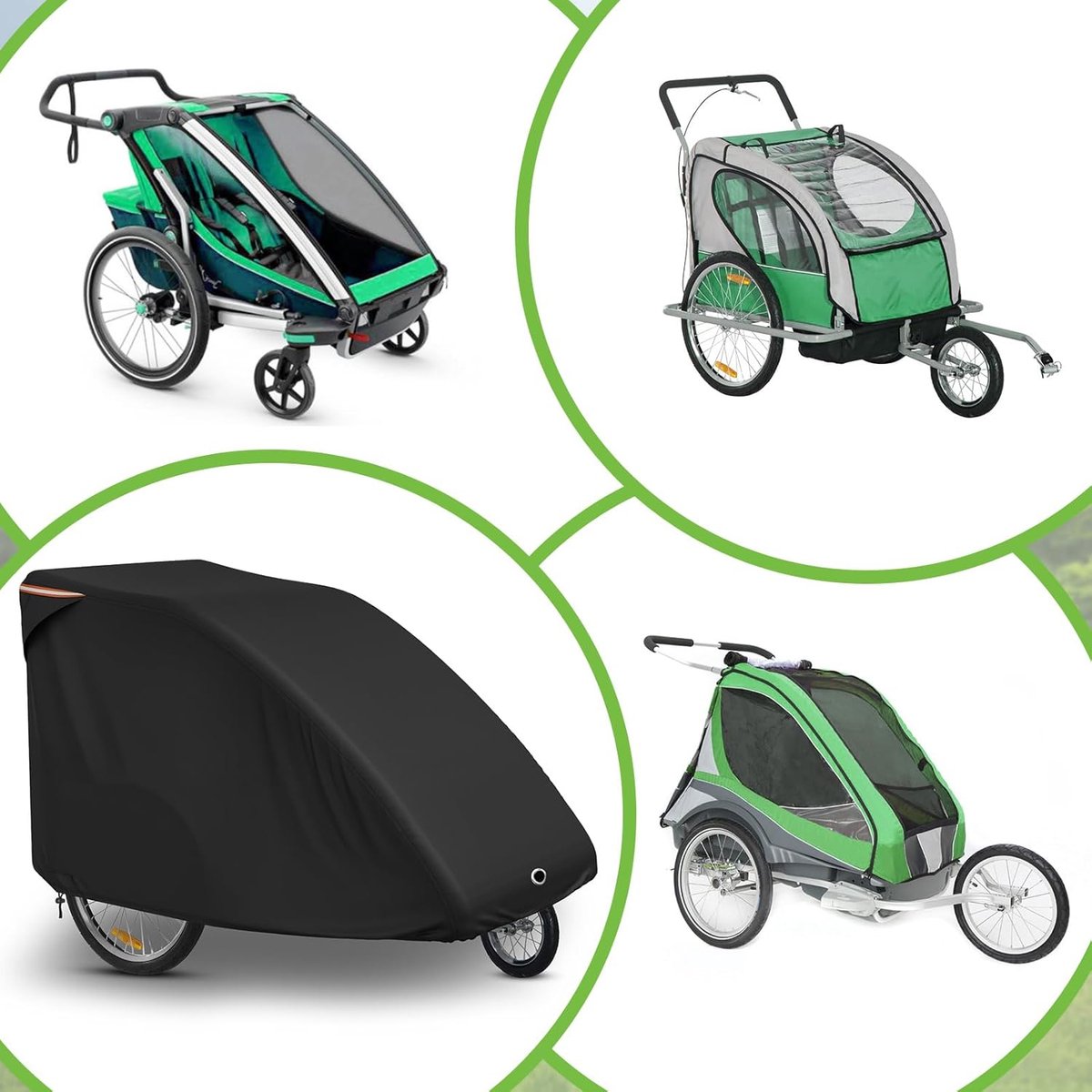 JGS ® Fietstrailer Beschermhoes Met Reflecterende Handgreep En Ventilatievenster