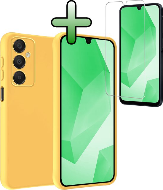 Coque Compatible avec Samsung A16 Coque Arrière en Siliconen avec Protecteur d'écran - Coque Compatible avec Samsung Galaxy A16 Case Cover Case - Jaune