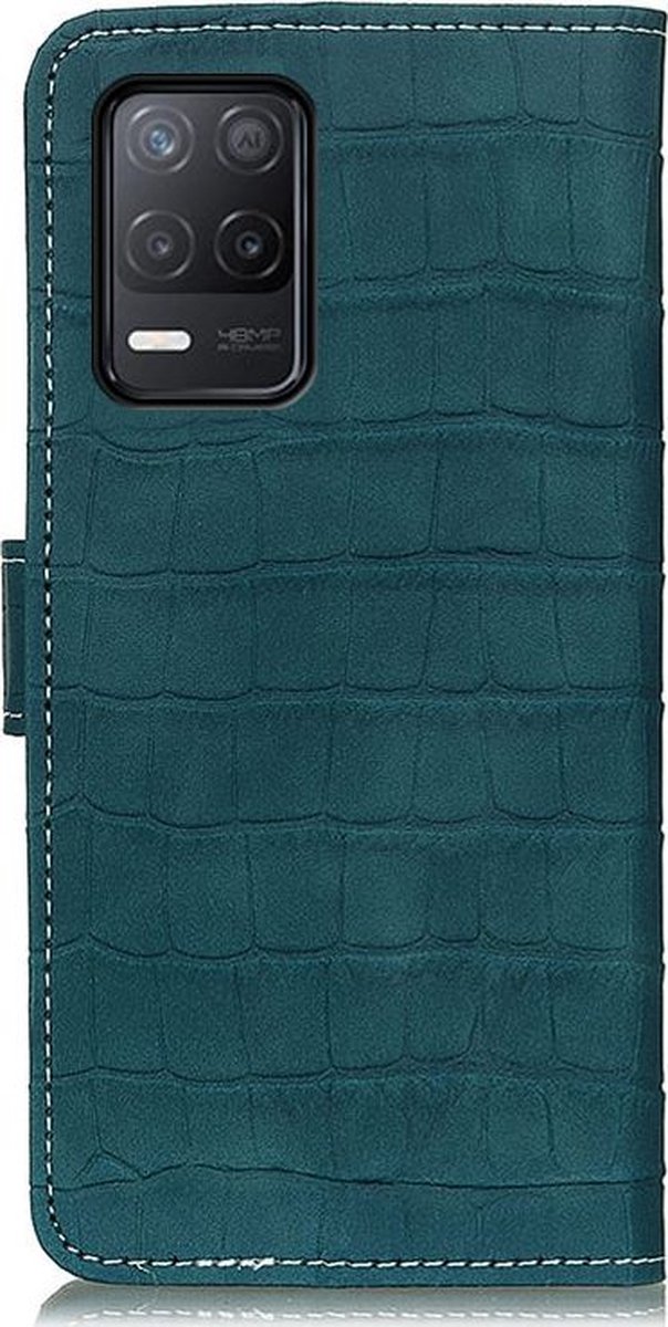 Mobigear Telefoonhoesje geschikt voor Realme Narzo 30 5G‎ Hoesje | Mobigear Croco Bookcase Portemonnee | Pasjeshouder voor 3 Pasjes | Telefoonhoesje voor Pinpas / OV Kaart / Rijbewijs - Groen