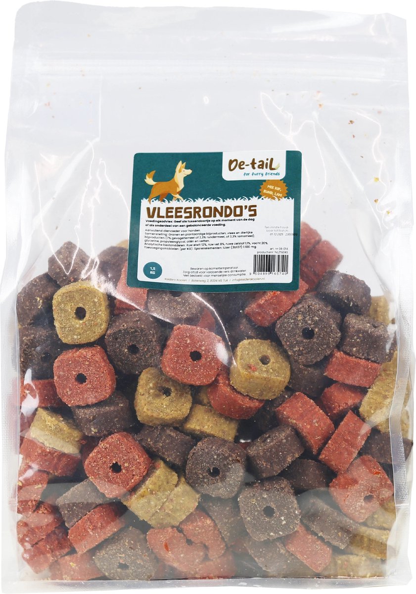 De-Tail Beloningssnoepjes vleesrondo's mix kip/rund/lam 1.5 kg