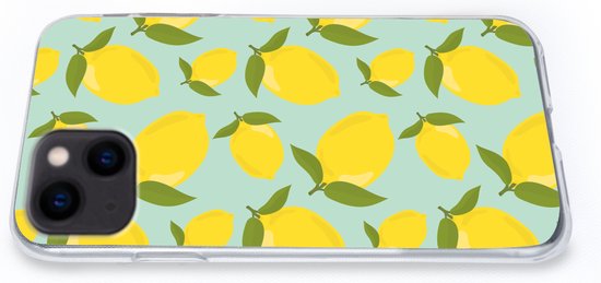 Coque de téléphone adaptée à iPhone 13 - Motif citrons - Jaune - Blauw - Motif - Fruits - Coque de téléphone en Siliconen Coque de téléphone