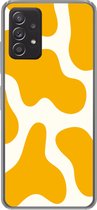 Telefoonhoesje Geschikt voor Samsung Galaxy A53 5G hoesje - Vlekken patroon - Wit - Geel - Minimalistisch - Siliconen Telefoonhoesje Telefoonhoesje