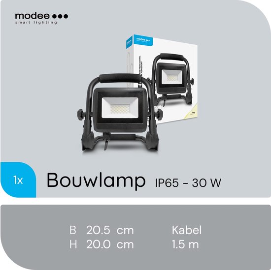 Lampe de chantier LED Modee 30W - Lampe de travail extérieure étanche IP65 - 3900 Lumen
