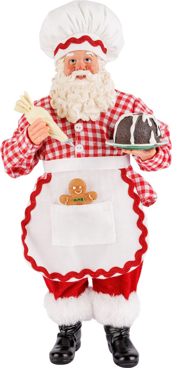 Kerstman koekje in rood-wit design, 28cm hoog - Cosy @ Home - Kerst.