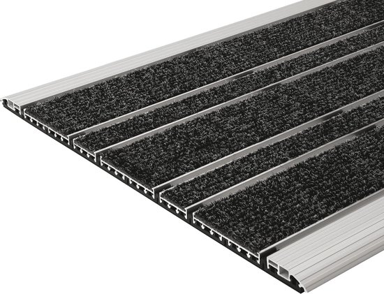 Floordirekt PRO Representatieve deurmat Profi Brush - testoordeel zeer goed - vuilvangmat met aluminium frame voor binnen en buiten - verschillende borstelkleuren en maten (40 x 60 cm, zwart