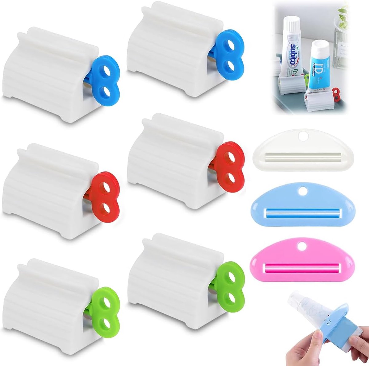 Goedkoopste Veelzijdige Set van 9 Tubeknijpers en Dispensers voor Tandpasta en Crèmes