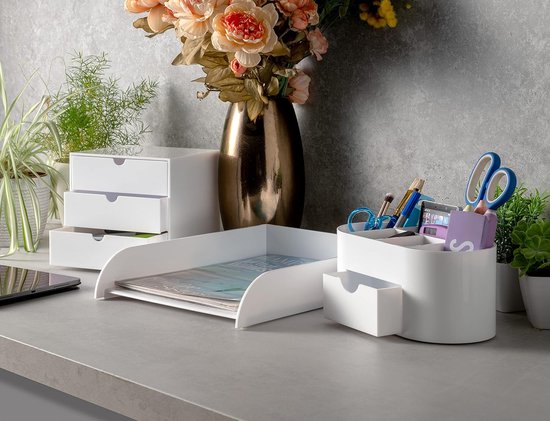 Organizador de escritorio acrílico elegante y refinado para suministros de ofici