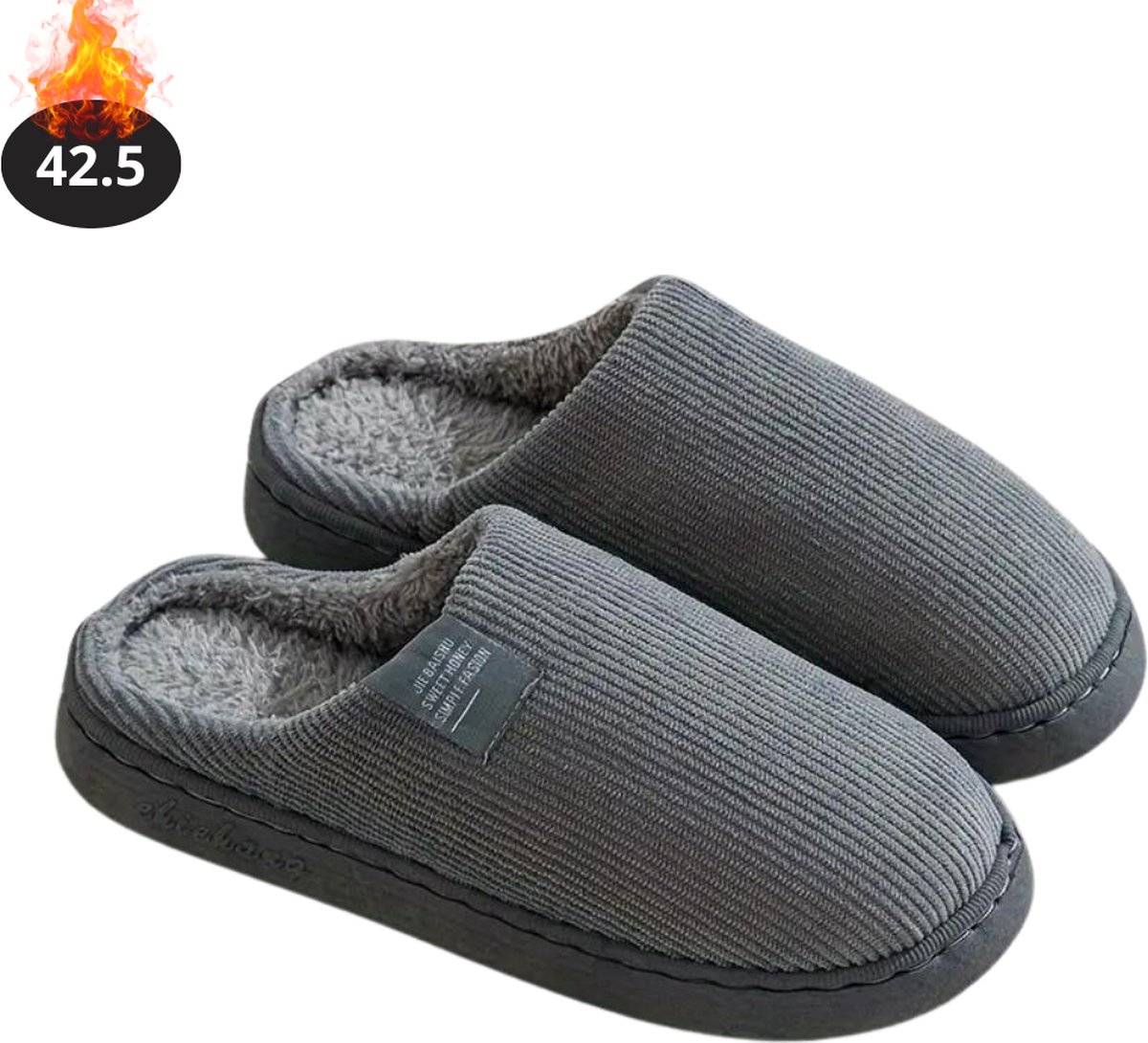 Livano Warme Pantoffels - Sloffen - Slippers - Dames - Heren - Pluche - Maat 42.5 - Grijs