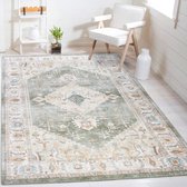 Flycarpets Burano Vintage Vloerkleed - Groen / Terra - Laagpolig Tapijt Woonkamer - 160x230 cm