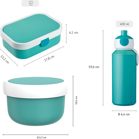 Set repas Mepal Campus – Boîte à pain, gobelet et boîte à fruits – Set repas pour enfants – Dino