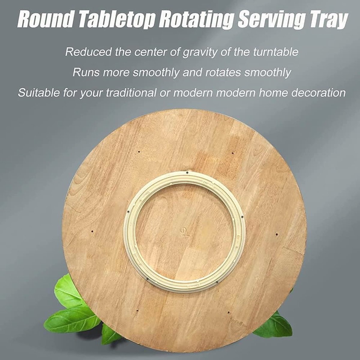 ESOYAWE Lazy Susan Serveerdienblad, rond, 50-100 cm, van hout, 360 graden draaibaar, geruisloos, voor eettafel, antislip, duurzaam, zonder installatie