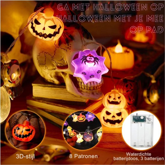 Halloween Pompoenverlichting - 3,6 M Met 24 LED-Lichtsnoeren Voor