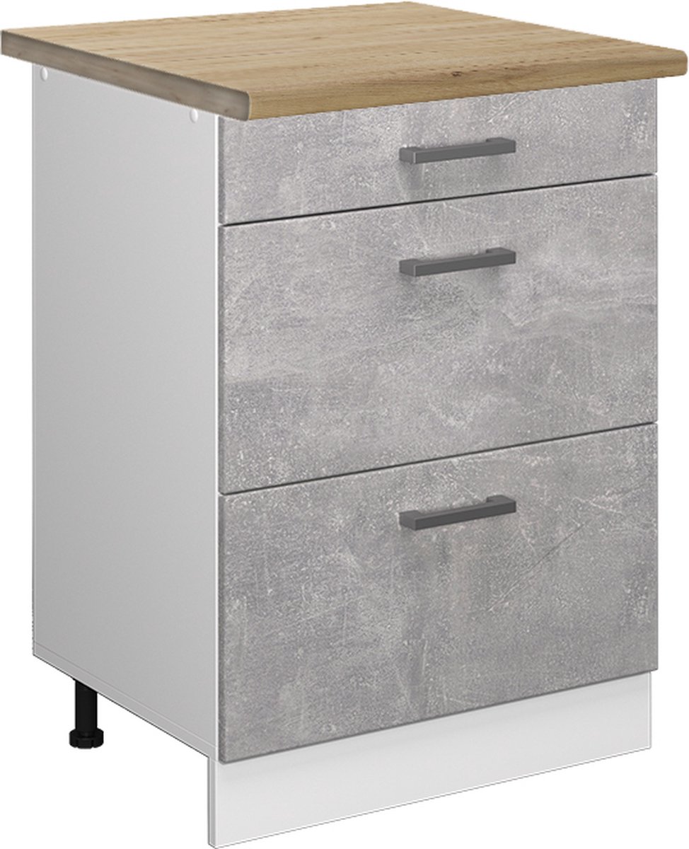 Vicco R-Line Keukenonderkast – 60 cm met laden, WB Eik Beton