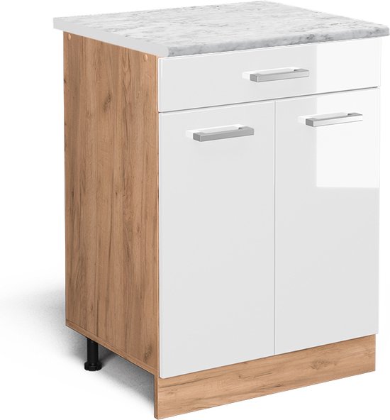Wastafelonderkast Ilias Wit Hoogglans 80 x 60.8 cm Vicco | Wit Hoogglans | 80x60,8x33 cm | 406673135310106