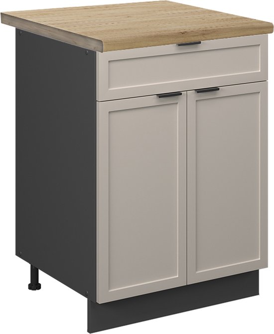 Vicco Keukenonderkast Wit Hoogglans 60 Cm Met Lade, Zonder Werkblad Fame Line
