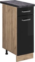 Vicco Élément bas de cuisine R- Line, Zwart brillant/Chêne doré puissant, 30 cm, WB Anthracite