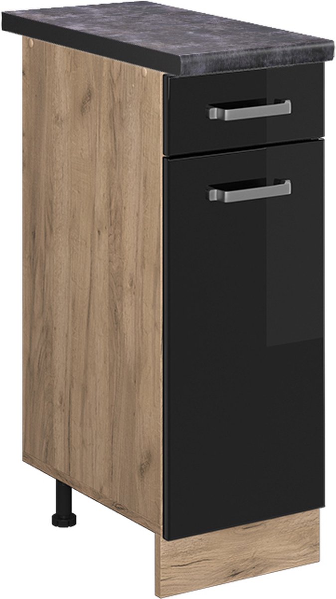 Vicco R-Line Keukenonderkast – 30 cm, WB Antraciet Zwart hoogglans Zwart hoogglans/Goudkleurig Eiken