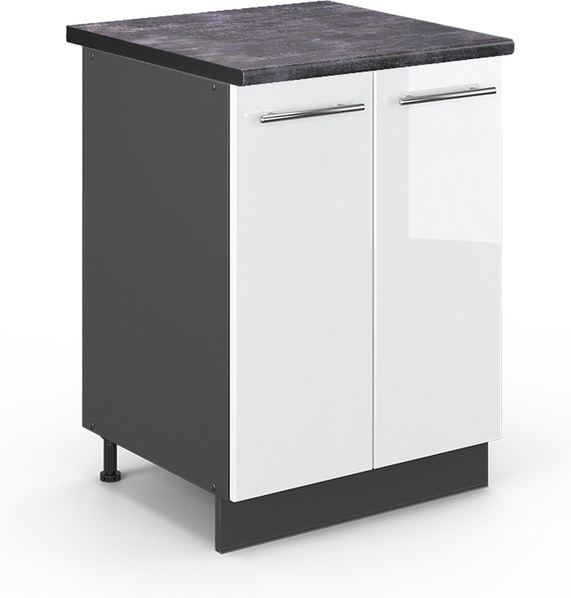 Vicco Fame-Line Keukenonderkast – 60 cm, WB Antraciet Wit Hoogglans Wit Hoogglans/Antraciet