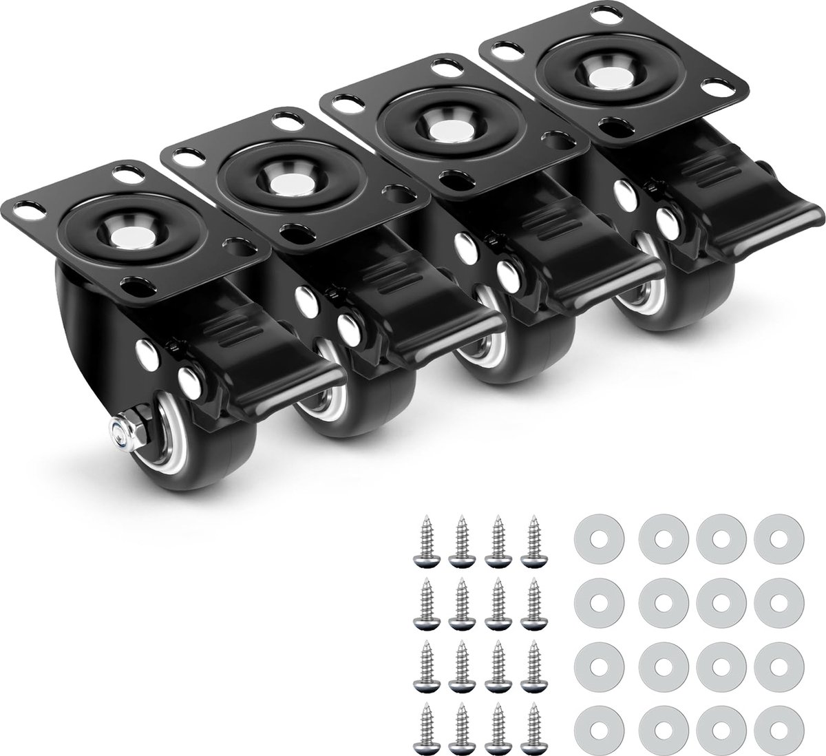 Goodivery ® Zware Meubelwielen Set met 360° Draaibare Remmen voor Verschillende Vloertypes en Meubels