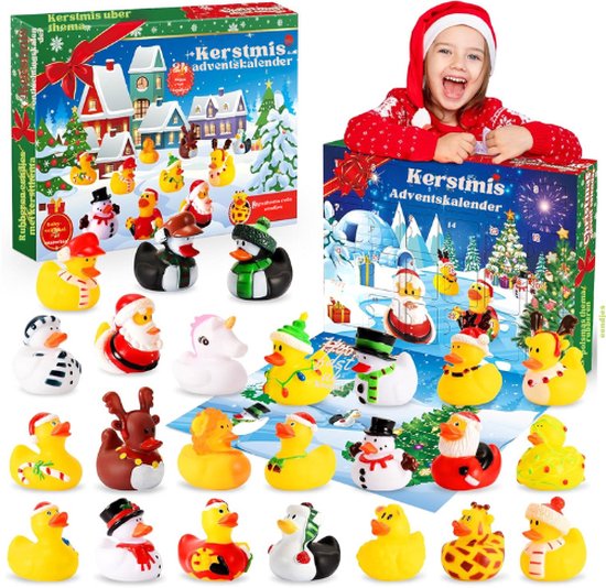 Rubber Duck Kerstkalender Speelgoed Voor 3-10 Jaar Oude Jongens - Leuke Verrassingen Achter Elke Deur