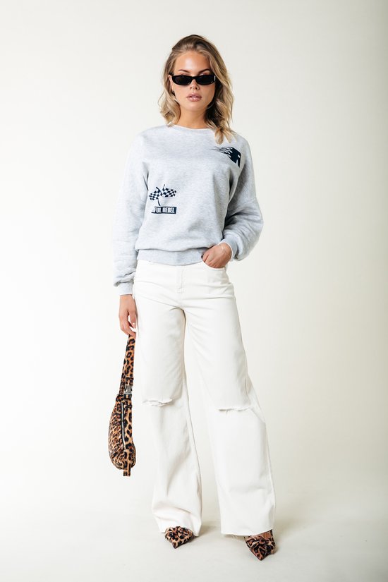 Sweat-shirt à épaules tombantes avec logo Colourful Rebel Racer coloré - S